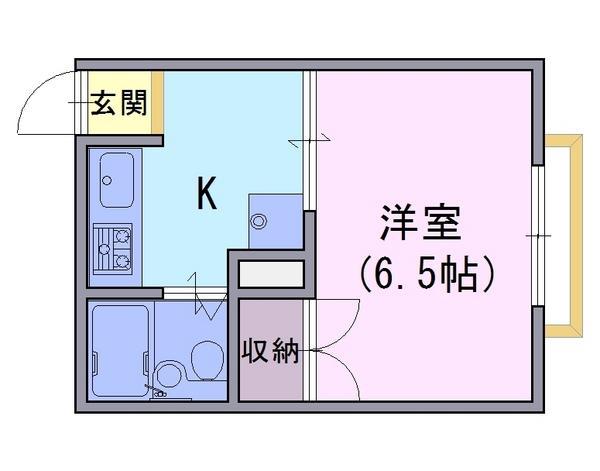 サンヴィエール長岡(1K/2階)の間取り写真