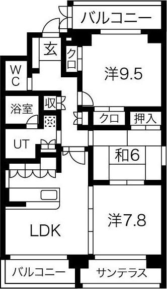アクシス参番館(3LDK/6階)の間取り写真