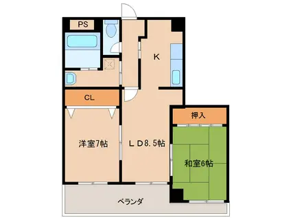 HKIマンション東見前(2LDK/1階)の間取り写真