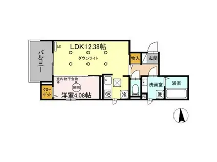 アルカンジュ東合川(1LDK/1階)の間取り写真