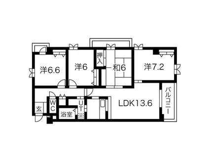 シティーコート富雄(3SLDK/2階)の間取り写真