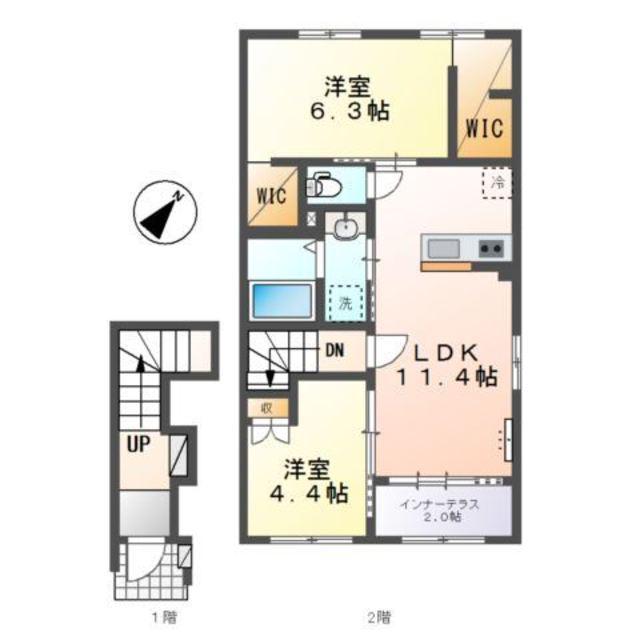 クレリア(2LDK/2階)の間取り写真