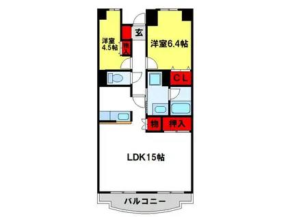 コンダクトレジデンス鳥栖(2LDK/9階)の間取り写真