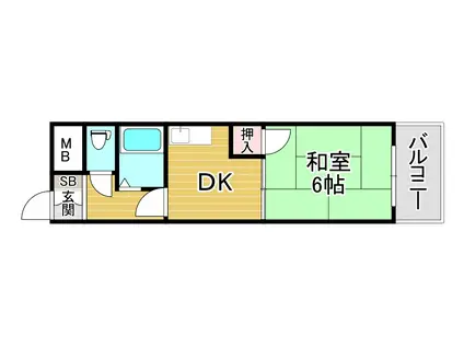 ふぁみゆ筒井(1DK/4階)の間取り写真