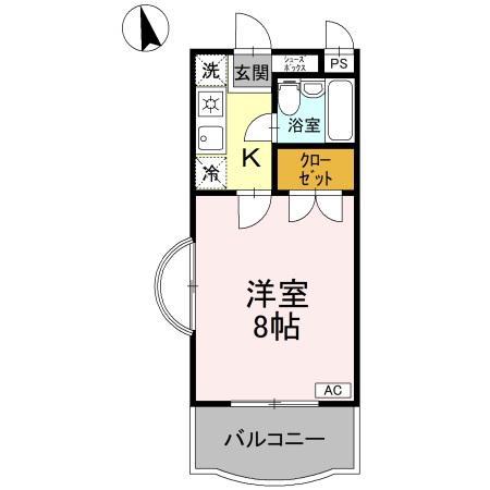 サンハイツ沖浜(1K/3階)の間取り写真