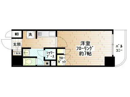 ピュアシティ横浜5(1K/10階)の間取り写真