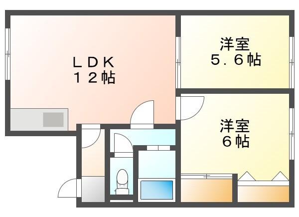 GO RESIDENCE B(2LDK/2階)の間取り写真