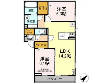 D PAINA大倉山(2LDK/3階)の間取り写真