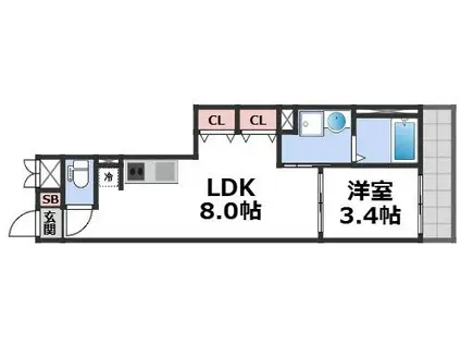 S-MOVE緑橋II(1LDK/4階)の間取り写真