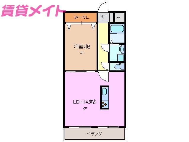 グランドヒルズ(1LDK/3階)の間取り写真