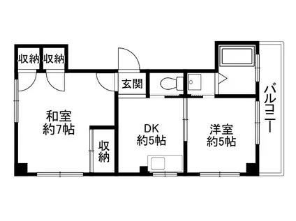 池之端コーポII(2DK/2階)の間取り写真