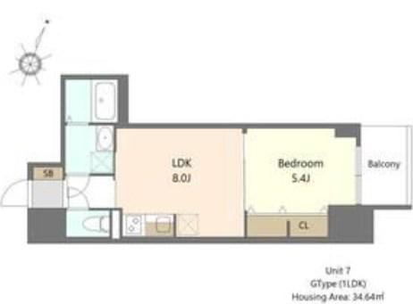 S-RESIDENCE阿波座BOUNCY(1LDK/4階)の間取り写真