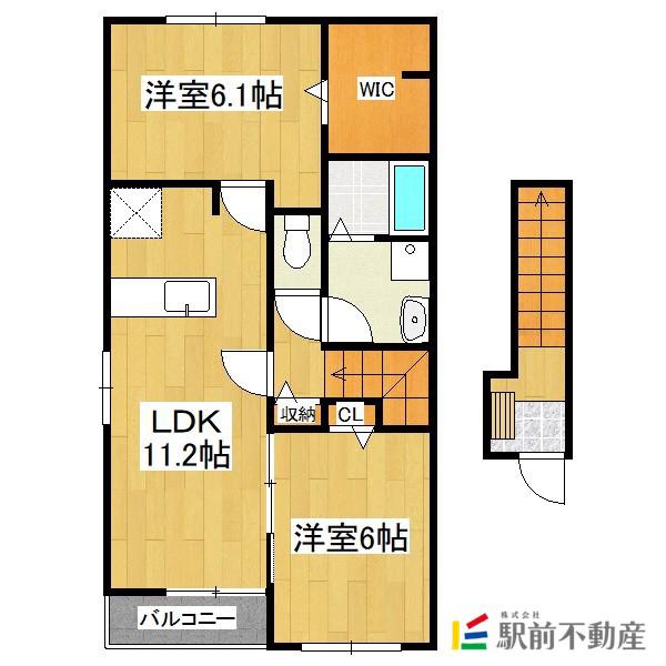 ノーブル筑前II(2LDK/2階)の間取り写真