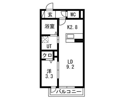 CLARIS SUMIYOSHI B(1LDK/2階)の間取り写真