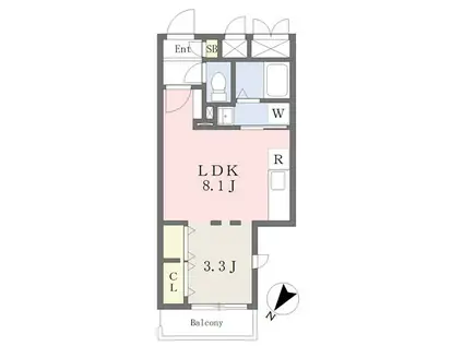 シュルーク薬院白金(1LDK/3階)の間取り写真