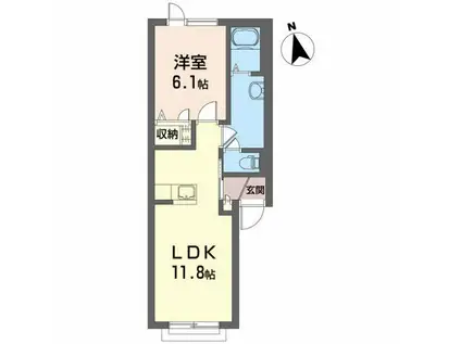 ラブリーハイツ(1LDK/2階)の間取り写真