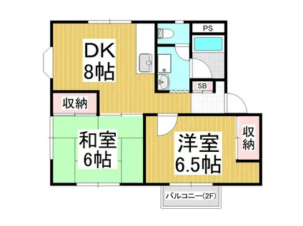 メゾニティオザワ(2DK/1階)の間取り写真