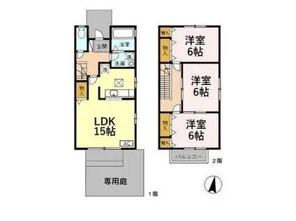 ノイ・アージュ B(3LDK/1階)の間取り写真