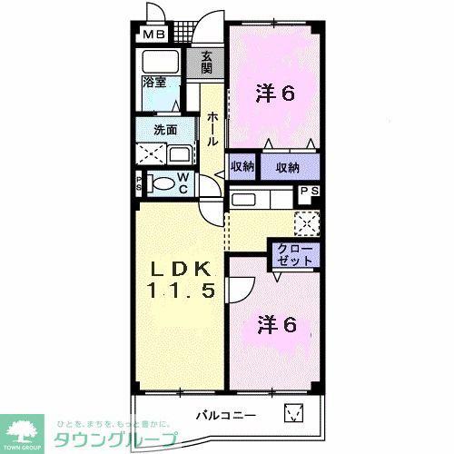 OAK ROYALI番館(2LDK/3階)の間取り写真