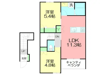BLOSSOM MAISON(2LDK/2階)の間取り写真