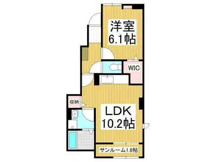 コンフォーティア穂高(1LDK/1階)の間取り写真