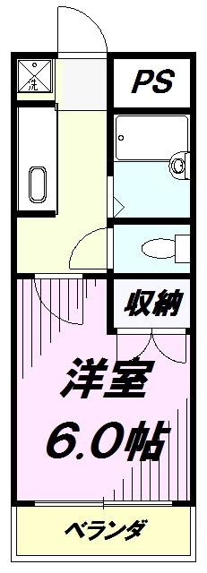 ホワイトウイング左入(1K/1階)の間取り写真