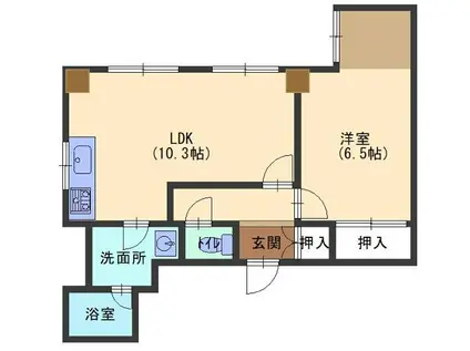 コースト須磨浦(1LDK/1階)の間取り写真
