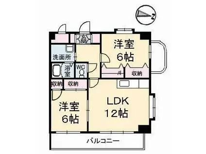 五豊マンション(2LDK/2階)の間取り写真