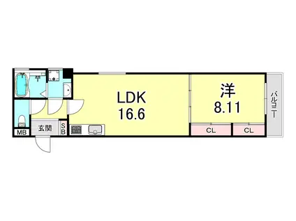 リアン名谷(1LDK/2階)の間取り写真