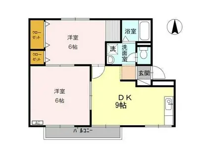 サンロード二重堀A(2DK/2階)の間取り写真