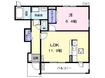 プレッソエコーIV(1LDK/1階)の間取り写真