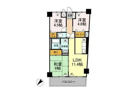 モニュメントスクウェア参番館(3LDK/1階)の間取り写真