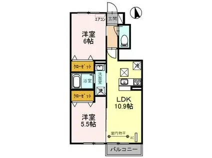 ボナール・T(2LDK/1階)の間取り写真