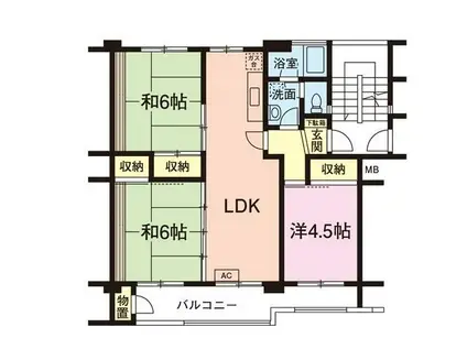 袖ヶ浦団地7号棟(3LDK/5階)の間取り写真