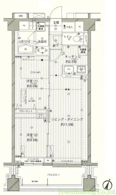 コスモリード西馬込(2LDK/1階)の間取り写真