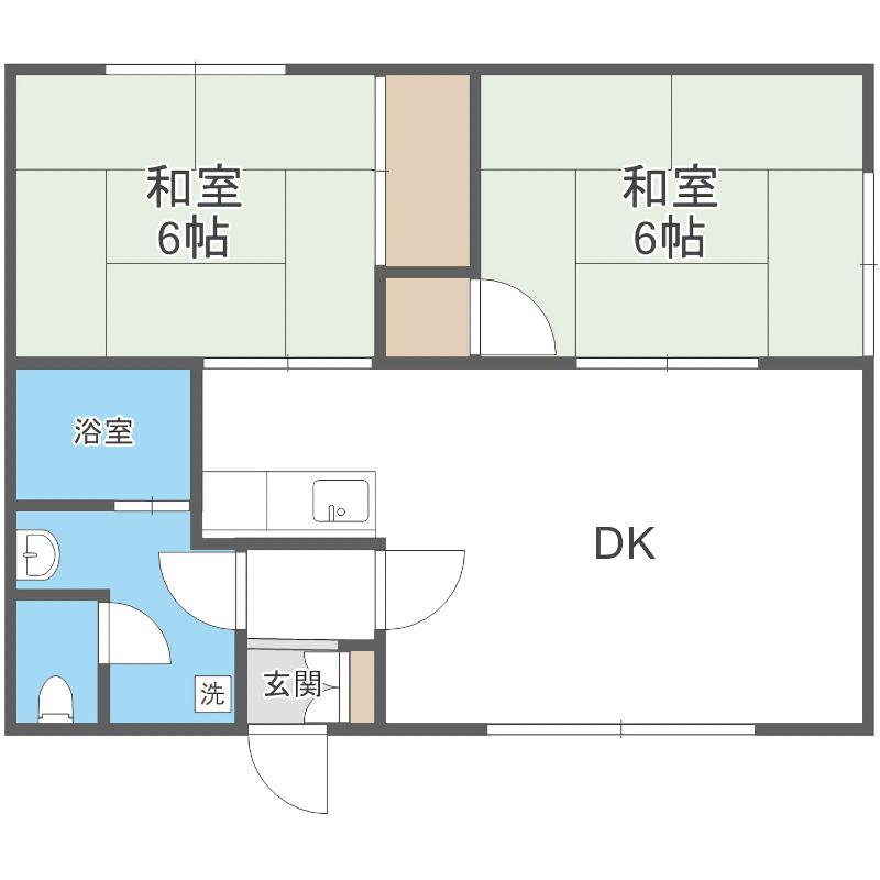 リベラハイツ(2LDK/2階)の間取り写真