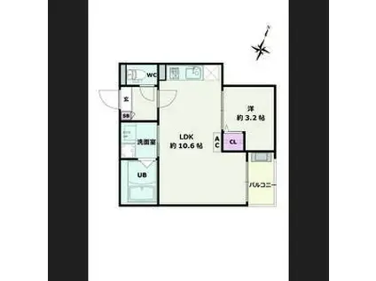 JACK HANAIKEI(1LDK/3階)の間取り写真