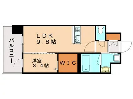 デザイナープリンセス旦過(1LDK/2階)の間取り写真