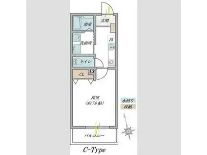 プルメリア阪大前(1K/1階)の間取り写真