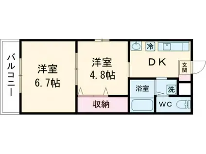 プロスパー水堀(2K/2階)の間取り写真