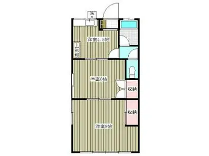 大塚ハイツ2号棟(2K/1階)の間取り写真