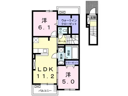 メゾン・ベル I(2LDK/2階)の間取り写真