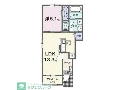 アルカディア(1LDK/1階)の間取り写真