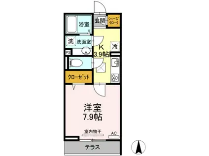 メゾンドアヴァンセ(1K/1階)の間取り写真