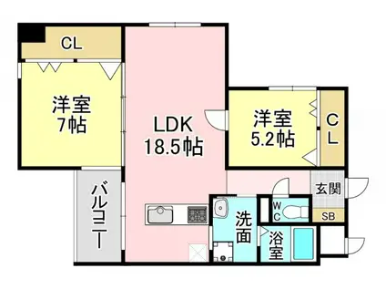 KSK中須コアプレイス(2LDK/4階)の間取り写真