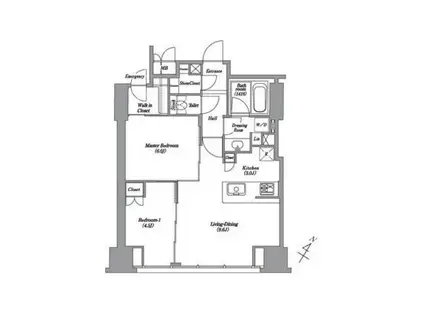 レキシントンスクエア白金高輪(2LDK/10階)の間取り写真