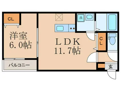 プラムコート椥辻 アパート(1LDK/3階)の間取り写真