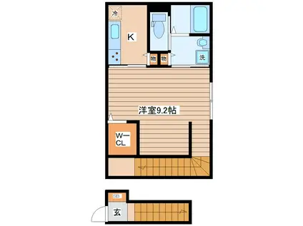 グラン南仙台(1K/2階)の間取り写真