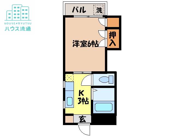 キャッスル東山手(1K/2階)の間取り写真