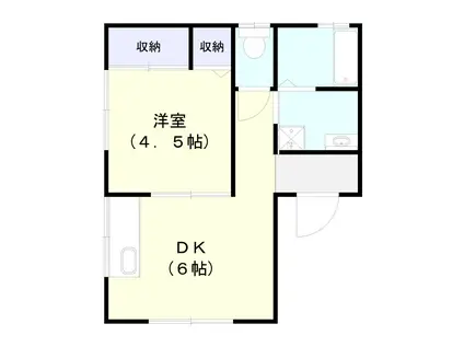 ひかりハウス6番館A棟(1DK/2階)の間取り写真